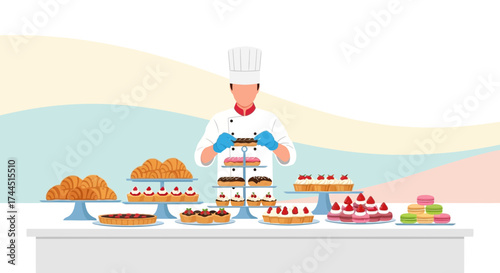 Chef Crafted Culinary Masterpiece Displaying Exquisite Pastries And Scrumptious Baked Goods