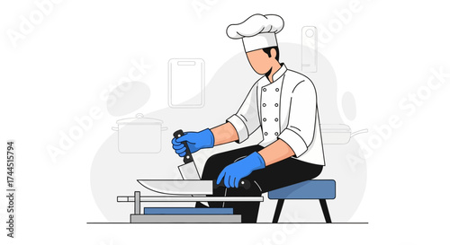 Chef Sharpening Knife, Essential Cooking Utensil Maintenance, Preparing For Culinary Delights