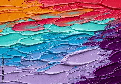 Vibrant Textured Strokes - A Colorful Abstract Oil Painting.