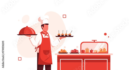 Chef Presenting Delightful Dish at a Culinary Venue, Professionalism and Exquisite Dining