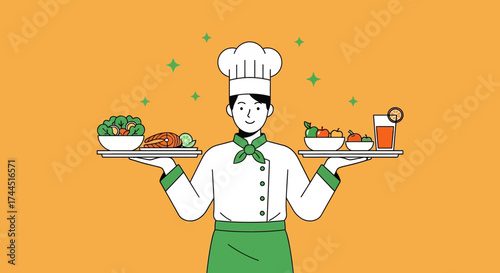 Chef Presenting Gourmet Dishes With Culinary Expertise and Healthy Choices