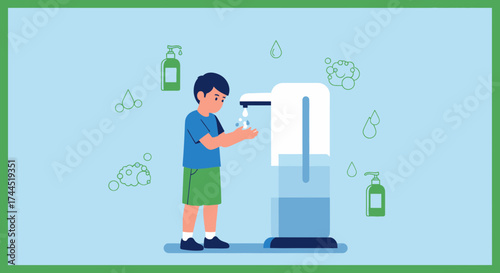 Child Washing Hands With Soap Dispenser: Essential Hygiene Practice For Well-being