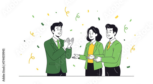Colleagues Celebrating Successful Project Achievement With Enthusiasm And Congratulatory Applause