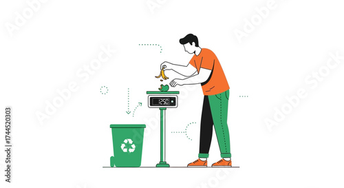 Composting Process, Representing Earthly Balance and Ecological Awareness in Simple Illustration
