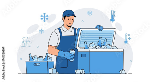 Cooling Beverage: A Worker Preparing Drinks For A Refreshing Experience