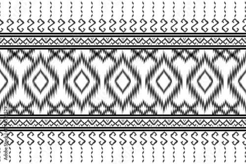 Ikat black and white seamless pattern. Vector illustration design digital file download for print, printable, wallpaper, background, decoration, traditional, texture, textilel and many projects.