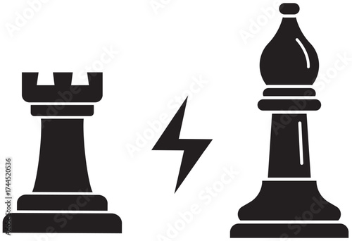 Strategic Clash of Rook and Bishop Chess Pieces