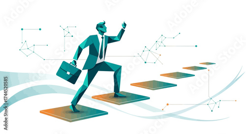 Conceptual Illustration Of Business Success, Achievement, And Career Progression Visualization