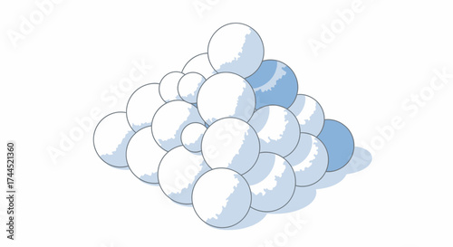 Arrangement of stacked spheres in a pyramid formation with subtle shadows