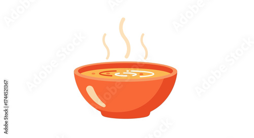 Bowl of Delicious Soup Vector Illustration on a White Background