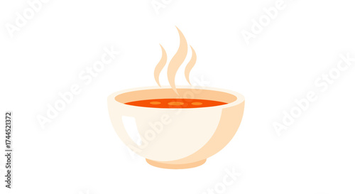 Bowl of steaming broth illustration, offering warmth and comfort appeal