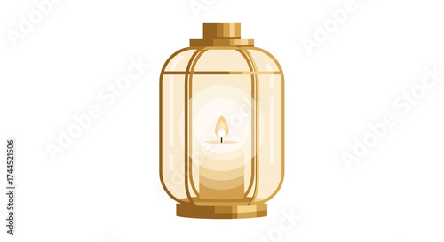 Decorative golden lantern illuminating tranquility with a soft glow