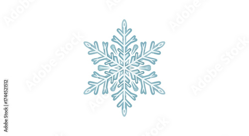 Delicate icy blue snowflake design on pristine white background