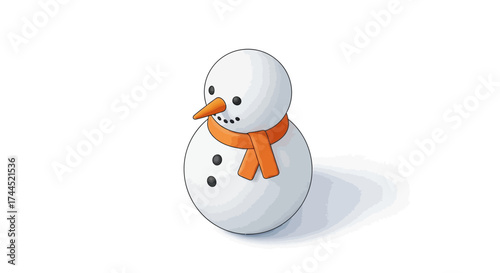 Delightful vector cartoon snowman with a vibrant orange scarf design
