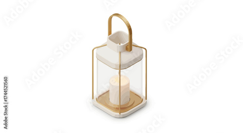 Elegant decorative lantern with a burning candle for a cozy atmosphere