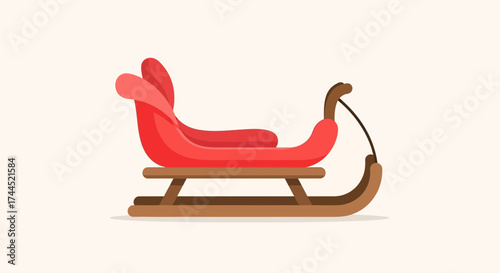 Festive and Classic red Sleigh Illustration on a Plain Background