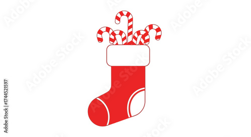Festive Christmas Stocking overflowing with candy canes for a delightful treat
