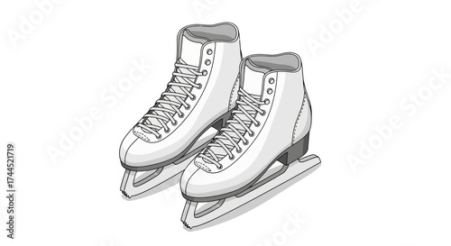 Graceful white figure skates on a pristine background symbolizing winter sports