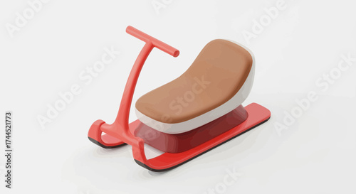 Illustration of a red sled with seat on a light background simple style