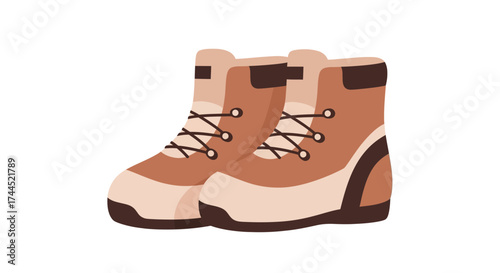 Illustration of hiking boots suitable for adventure, sport and outdoors