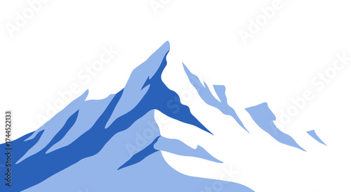 Striking Blue Mountain Range Illustration with Sharp Peaks and Ridges