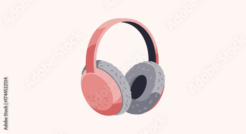Stylish and Cozy Winter Earmuffs Illustration on Soft Pale Background