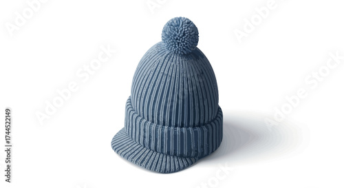 Stylish beanie hat with a pompom, on a white background for fashion needs