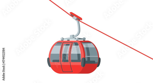 Stylized Cable Car Illustration, Symbolic of Mountain Travel, Minimalist Design