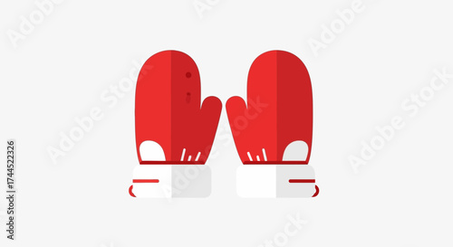 Vector illustration of cute red winter mittens on a white backdrop