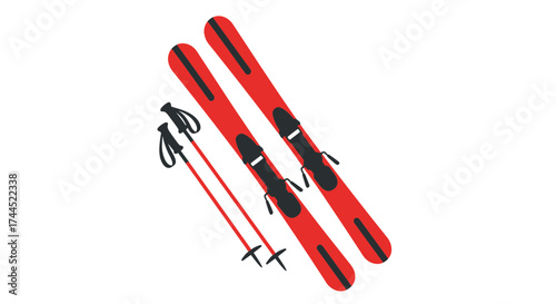 Vector Illustration of Skiing Equipment for Winter Sports Activities