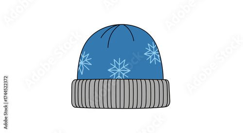Whimsical Blue Winter Hat with Snowflake Pattern for Seasonal Designs
