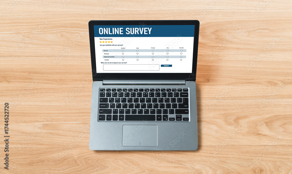 Fototapeta premium Online survey form for modish digital information collection on the internet network