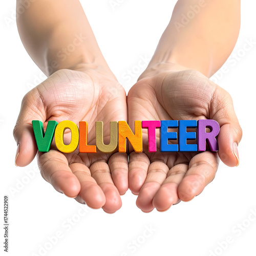 Hands cupping colorful 