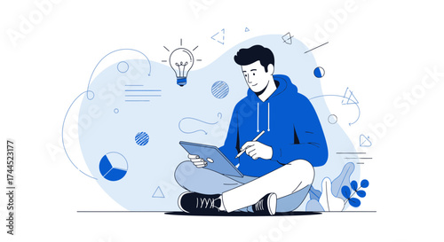 Creative Individual Working With Digital Tablet Concept Depicting Innovation And Modernity