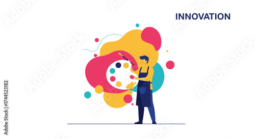 Creative Innovation: An Artist's Vision in a Vibrant and Abstract Artistic Illustration