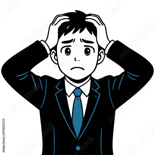 漫画イラスト男性悩む