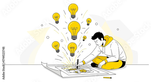 Creative Mind Generating New Ideas And Turning Concepts Into Tangible Illustrations