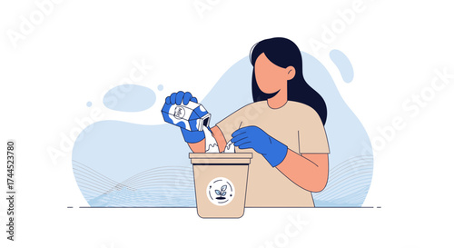 Creating Environmentally Conscious Habits: A Person Recycling Milk Carton into Compost