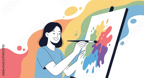 Creative Painter's Joyful Expression: A Vibrant Splash of Artistic Inspiration