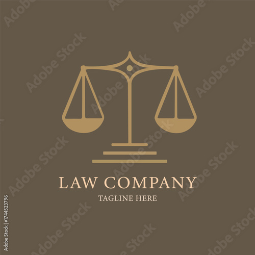 Classic scales of justice logo in a rich golden hue, representing law firms, legal services, justice, and fairness, perfect for attorneys, barristers, and legal professionals 