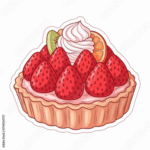 Delicious Strawberry Tart with Cream and Citrus A Vector Illustration for Dessert Lovers