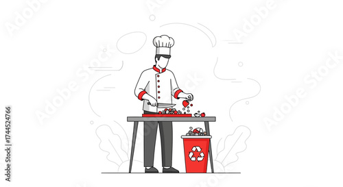 Culinary Professional Precisely Chopping Ingredients While Maintaining Eco-Conscious Practices