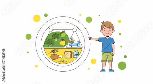 Dietary guidelines for children illustrating a healthy eating plan food chart