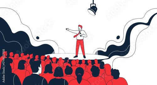 Dramatic Public Address By Professional Orator Under The Spotlight