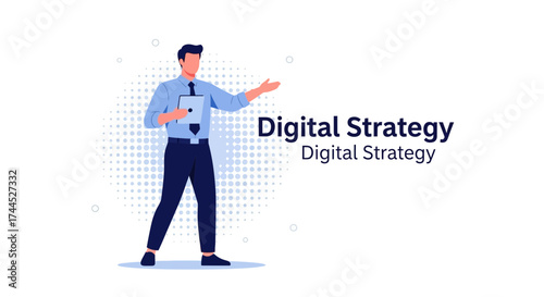 Digital Strategy Presentation with Businessman: A Modern Business Concept Explained