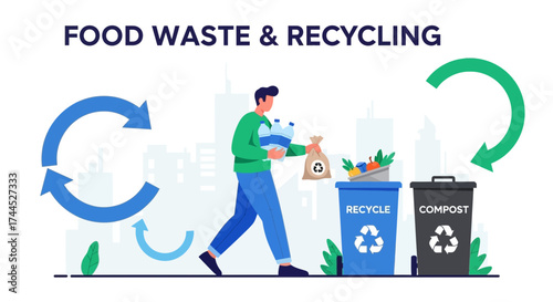 Eco-Conscious Person Sorting Waste For Recycling And Composting To Preserve The Earth