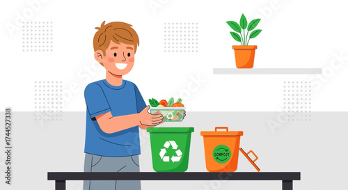 Eco-Conscious Man Composting Waste for a Greener Lifestyle and Environmentally Sound Practices