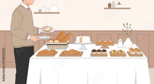 Elegant Display Of Baked Goods: Person Selecting From A Delicious Variety For Service
