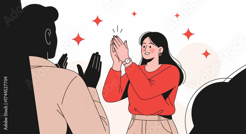 Elegant Illustration of Celebration and High Five with Sparkling Accent Background