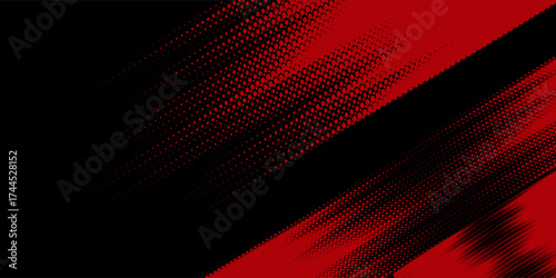 Black and red abstract grunge background with halftone style modern arts sport background vector,eps 10.